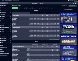Apostas desportivas ao vivo no Solverde t com destaques de futebol e ténis. Página de apostas ao vivo no site Solverde com partidas de futebol e ténis em andamento, incluindo odds e opções de apostas.